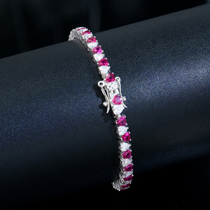 Wholesale Colorful Heart Shape Charm Women's Jewelry 925 Silver <b>Chain</b> Link <b>Iced</b> <b>Out</b> Vvs Moissanite Diamond Tennis Bracelet - Product Image 3