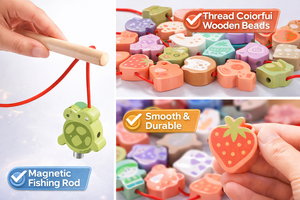 43 قطعة من خرز الماكارون بتصميم المزرعة والمحيط، ألعاب خشبية مونتيسوري في صندوق، ألعاب تعليمية ذكية للتنمية الحسية وتعليم العلوم والتكنولوجيا والهندسة والرياضيات للأطفال الصغار - Product Image 4