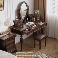 Coiffeuse multifonctionnelle de style américain vintage et campagnard pour chambre à coucher, en bois massif, avec miroir, inspirée des anciennes richesses, en noyer noir