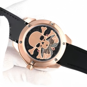 Montre mécanique pour homme de haute qualité avec boîtier en or, design ajouré avec double tourbillon, étanche au quotidien. - Product Image 3