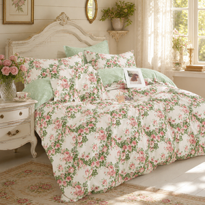 ชุดเครื่องนอนลายกุหลาบสีชมพูสไตล์ Shabby Chic จากโปแลนด์ ผ้าฝ้าย Cottagecore ปลอกผ้านวม สำหรับ EU Dropshipping 3 ชิ้น - Product Image 6