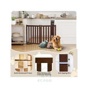 Puerta para Mascotas de Diseño Personalizado, 24 Pulgadas de Alto, Moderna, Ecológica, de Madera Sólida, Plegable, con Patas de Soporte - Product Image 5