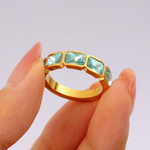 Anillos de tesoro de <span class=keywords><strong>color</strong></span> de nueva raza de lujo Diseño de nicho femenino Anillos de acero inoxidable chapados en oro de 18 K de moda fina ajustable - Product Image 4