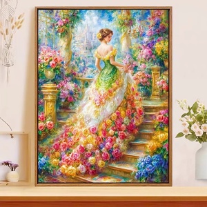 SONGWOO Kit de Peinture Diamant Complet : Château Européen Romantique, Rose et Femme, Style Dame Noble Vintage - Product Image 2