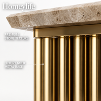 Table console en métal de luxe, table d'entrée moderne avec base à rayures verticales pour hôtel, villa, salon