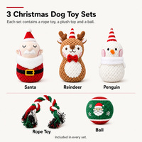 Jouet pour chien de Noël en forme de dessin animé, en corde de coton, à mâcher et couineur, fournitures pour animaux de compagnie, best-seller transfrontalier, ensemble de jouets pour chien