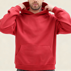 เสื้อมีฮู้ดผ้าฟลีซสำหรับผู้ชายเสื้อมีฮู้ดผ้าคอตตอนทรงโอเวอร์ไซส์สำหรับผู้ชายเสื้อฮู้ด400gsm ออกแบบได้ตามต้องการ - Product Image 4