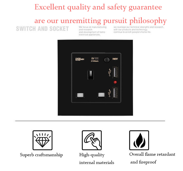 16A Type 86 British Panel Switch Concealed British Standard Wall Switch Socket 1 gang 2 gang 3 gang wall socket outlet
