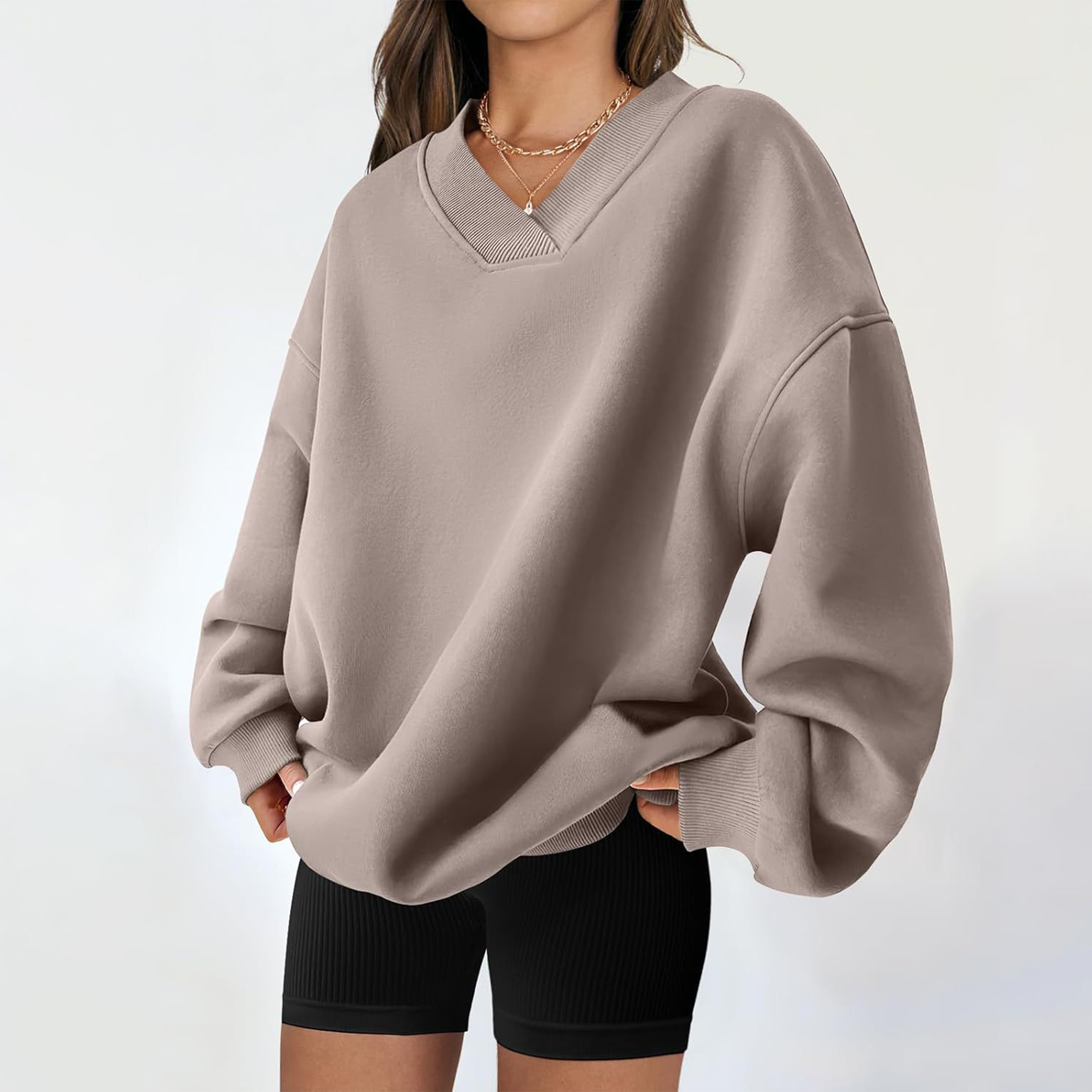 Sweatshirt with V Stitching Customizable Women's Fashion
