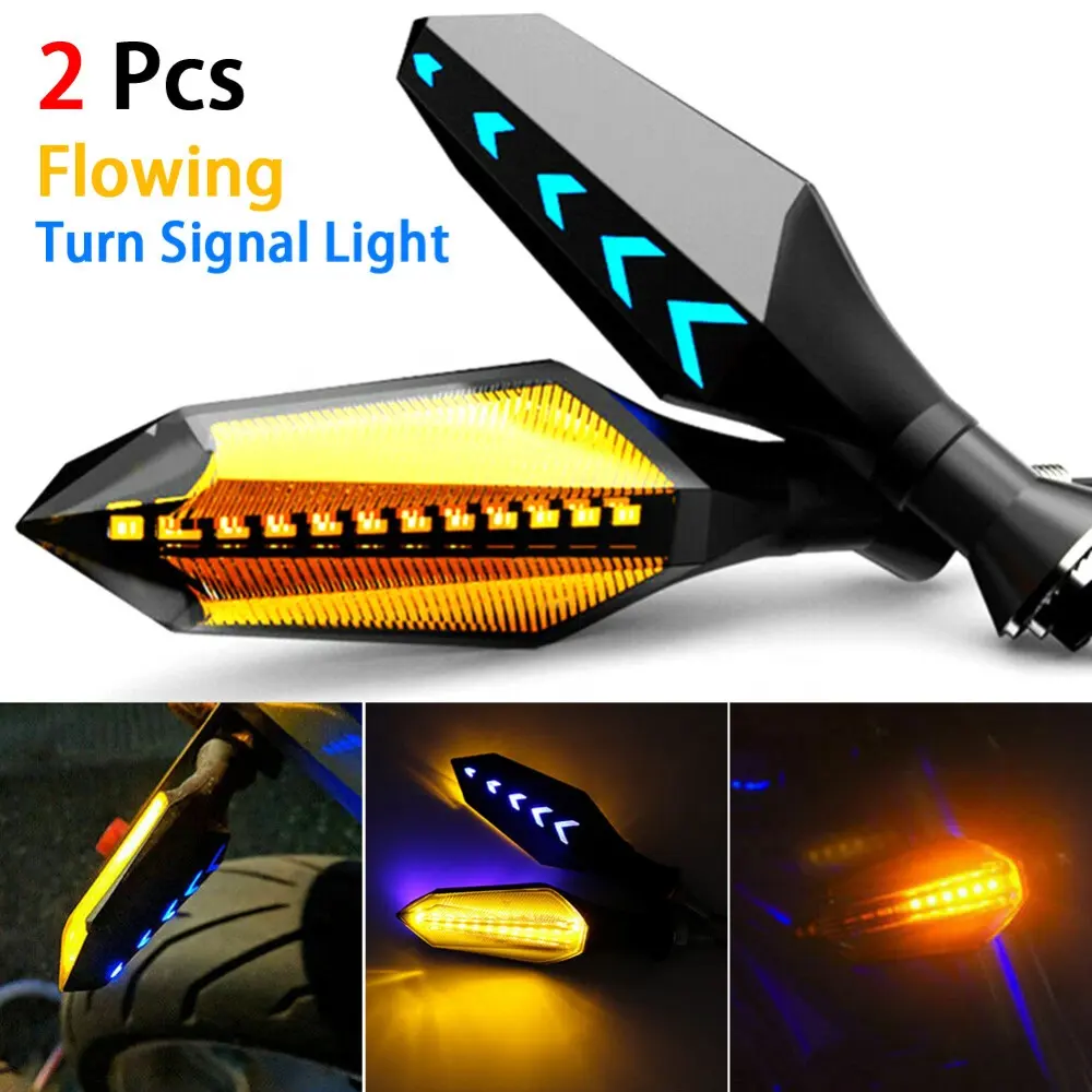 Clignotant LED pour motos, feu de course en ambre, séquentiel, Flash,