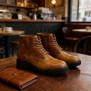<span class=keywords><strong>Botas</strong></span> de Piel Genuina de Alta Gama, Personalizables, Cómodas, con Cordones en el Tobillo, para <span class=keywords><strong>Mujer</strong></span>, Tacón Grueso, Antideslizantes, para Verano/Otoño - Product Image 2
