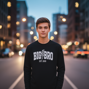 Camiseta de Manga Larga Big Bro, Cuello Redondo, Unisex, Ropa Promocional, Diseño de Rayo, Establecida en 2026 - Product Image 3