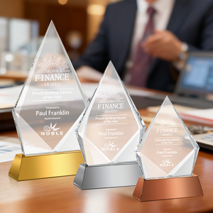 Trofeo Noble en Forma de Pirámide de Cristal, Multicolor, Grabado, Premio Corporativo de Finanzas, Reconocimiento por Logros Empresariales, Regalo - Product Image 2