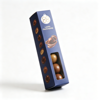 Scatola per Confezione di Cioccolatini con Finestra e Logo Dorato Personalizzato, in Carta per Alimenti, Scatola Regalo per Cioccolato