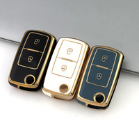 Housse de clé de voiture en TPU à bordure dorée pour Volkswagen Sagitar Bora Tiguan Tayron Passat Jetta Lavida Plus Golf, étui de protection de luxe