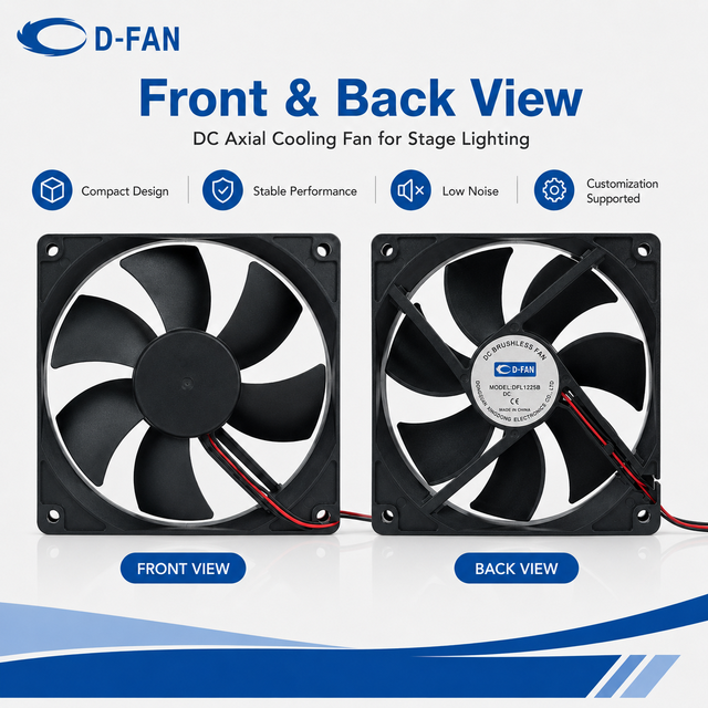 D-Fan Customized DC Axial Fan 120x120x25mm12v High-Speed Low-Noise Sleeve & Ball Bearing Cooling Fan for Stage Lighting