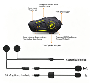 Dairle K50 Motosiklet ve Scooter İnterkom Kulaklığı ABS Kask Hoparlörü IPX-65 Su Geçirmez Kablosuz - Product Image 5