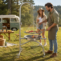 Support trépied robuste en fer pivotant et réglable en hauteur pour brasero et barbecue extérieur – Vente en gros
