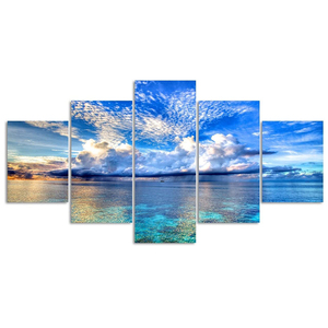 Kích Thước Lớn Vải Cảnh Quan Tự Nhiên Đại Dương Bờ Biển Cây Dừa 5 Pcs Nghệ Thuật Lớn Vải In Sơn Bộ - Product Image 3