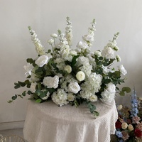 B0809 Chemin de table personnalisé en soie blanche et verte, centres de table de mariage, décoration florale artificielle, arrangement pour la maison