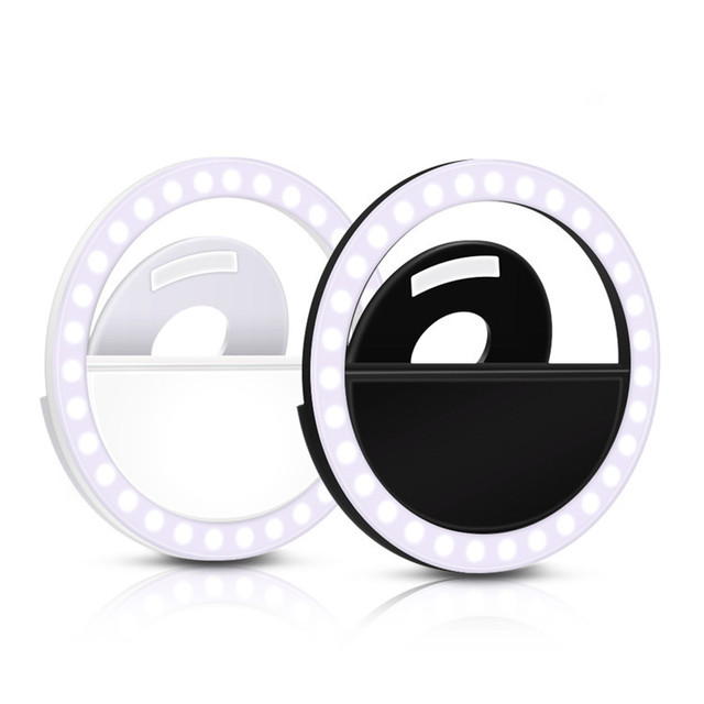 Portable Rechargeable LED Flash Ring Light Beauty Camera Lens Selfie Light Clip Self-timer All Mobile Phone Accessory