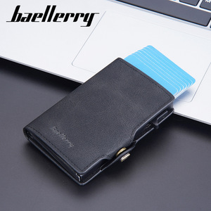 Baellerry Men's RFID Card Holder PU Leather Multi Slot Snap Credit Card <b>Case</b> Black Blue Gray Coffee Brown 4 Inch Solid Color - Product Image 3