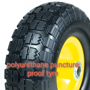 410/350-4 Pneumatisches PU-Schaum gummi rad mit Felgen rollen aus Aluminium legierung Flach frei drehbar Massives Nylon material 410/350-4 - Product Image 4
