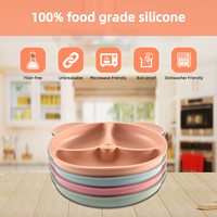 Assiette bébé en silicone antidérapante avec forte aspiration, plateau de nourriture divisé pour enfants et tout-petits, vaisselle adaptée au micro-ondes