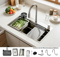 Évier de cuisine intelligent Toktik en acier inoxydable, évier de cuisine moderne, évier de cuisine commercial, vente en gros, multifonctionnel, 75X46
