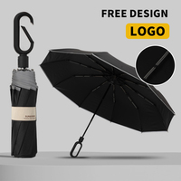 Parapluie mains libres avec logo personnalisé, parapluie pliant à ouverture automatique avec boucle annulaire, protection UV, vente en gros