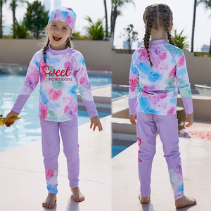 Fabricante de Maiôs Modestos para Crianças 2025, Conjunto de Praia para Meninas com Proteção UV 50+, Roupa de Mergulho em 3 Peças - Product Image 2