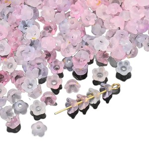 Acrylic Flower Beads 5.5x6mm Gradient Gold Sprinkled Lily Of The Valley For Jewelry Making DIY <b>Accessories</b> Bulk Loose Beads - Product Image 5