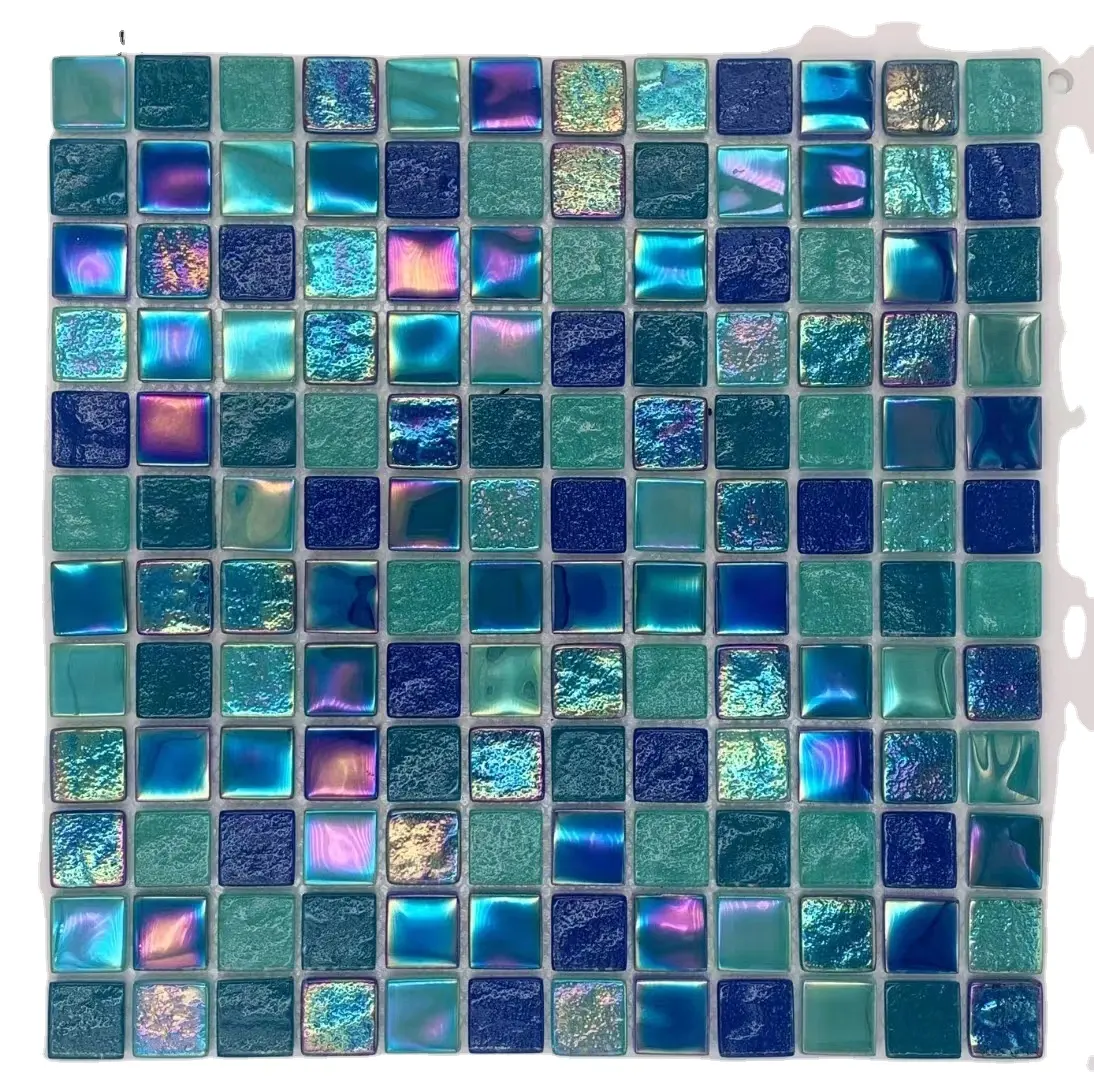 Ubin Dinding dan Lantai Mode Ubin Mosaik Kaca Biru untuk Kamar Mandi dan Kolam Renang