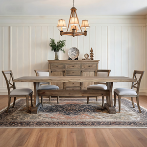 Reclaimed Pine Antique <b>Brown</b> sealed Finish 8 FT Dining <b>Table</b> - Product Image 2