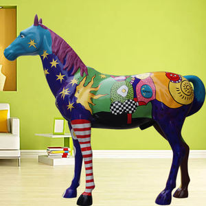 Statua della scultura del cavallo della resina della vetroresina di grandezza naturale nera completa della pittura fatta a mano su ordinazione per la decorazione dell'esposizione di Windows - Product Image 4