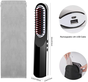 فرشاة تمليس اللحية والشعر المحمولة الصغيرة القابلة لإعادة الشحن عبر USB، فرشاة أيونية 2 في 1 لتمليس الشعر واللحية بالسيراميك الساخن - Product Image 2