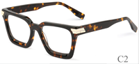 Monture de lunettes carrée épaisse en acétate, faite à la main, style unisexe, personnalisable avec logo, tendance et durable, vente en gros, stock disponible