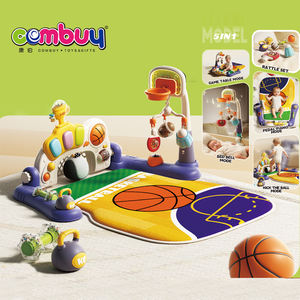 Tapis d'éveil et arche d'activités pour bébé, avec jouets de lit, jouets à hochet, jouets pour l'exercice (position couchée, ramper, assise), jouets pour le basketball et jouets pour le jeu (thème 'Boiled Rattle') - Product Image 1