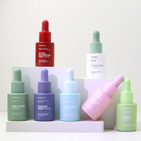 Botol Serum Perawatan Kulit Kaca Silinder Warna Bening/Kustom dengan Tutup Pipet 40ml/50ml Kemasan Kosmetik Sablon Wajah