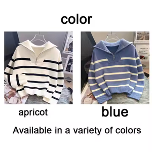 Maglione allentato a maniche lunghe a maniche lunghe lavorato a maglia <span class=keywords><strong>mezza</strong></span> Zip invernale da <span class=keywords><strong>donna</strong></span> - Product Image 2