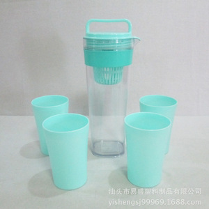 Ozzie's Nice Cold Water Pitcher With <b>Filter</b> 1 Pitcher 4 Cups Set Portable Household Use Blue Color - Product Image 2