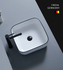 Conception économique KD-02CBA de couleur articles sanitaires salle de bains d'hôtel moderne en céramique de couleur noire conception carrée de lavage à la <span class=keywords><strong>main</strong></span> <span class=keywords><strong>sur</strong></span> la table - Product Image 4