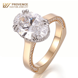 Anello <span class=keywords><strong>Solitario</strong></span> Ovale da 3 Carati, Diamante Taglio Eccellente 55 VVS, Anello in <span class=keywords><strong>Oro</strong></span> <span class=keywords><strong>Bianco</strong></span> Bicolore, Anelli di Fidanzamento per Donne - Product Image 1