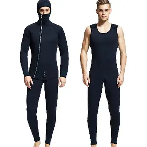 5mm/7mm Neoprene Hooded Spearfishing Wetsuit Keep Warm Two-piece Surfing Wet Suit Sleeve Diving Suit