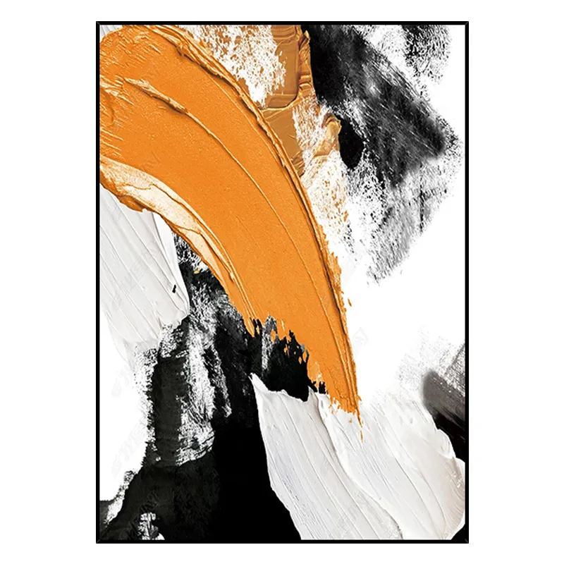ArtUnion Hand-painted oil painting 3D texture abstract black and white orange artwork porch background wall art