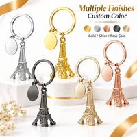 Porte-clés en métal personnalisé Tour Eiffel Paris, porte-clés souvenir en alliage de zinc, logo personnalisé, breloque de sac, faible MOQ, vente en gros