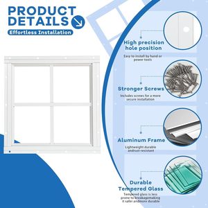 COLORPAPA 2 Pack 12"x12" Transom <strong>Window</strong> Fixed Design Stainless Steel Aluminum Alloy <strong>Frame</strong> <strong>Shed</strong> <strong>Windows</strong> for Chicken Coop Barns - Product Image 3