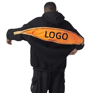 Người đàn ông của Hoodies satin lót thời trang dạo phố quá khổ Áo Thun Hoodie cho người đàn ông Hai Lớp Dây Kéo hoodie biểu tượng tùy chỉnh - Product Image 1
