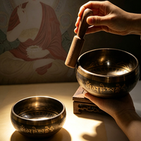 Bol chantant tibétain fait à la main, bol de méditation himalayen pour la guérison sonore, le yoga, le chakra, le reiki, la pleine conscience, la relaxation, la thérapie