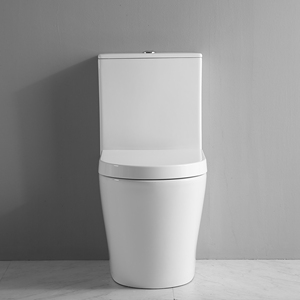 Inodoro de estilo europeo para hoteles, de altura confortable, montado en el suelo, sin borde, con sifón en P, doble descarga, de pared, conjunto de inodoro WC. - Product Image 3